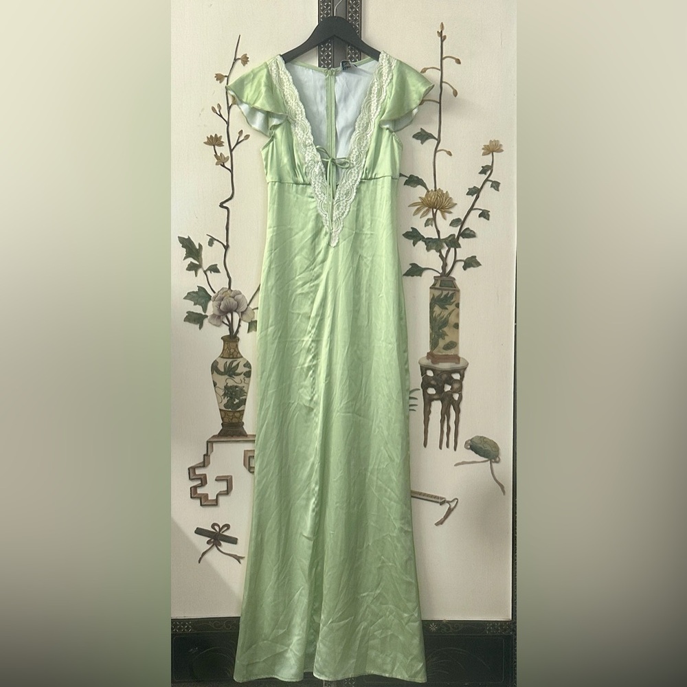 Princess Polly Light Green Satin Chemise